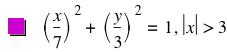 [x/7]^2+[y/3]^2=1,abs(x)>3