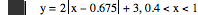 y=2*abs(x-0.675)+3,0.4<x<1