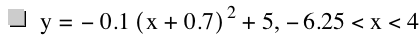 y=-(0.1*[x+0.7]^2)+5,-6.25<x<4