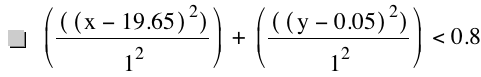 [[[x-19.65]^2]/1^2]+[[[y-0.05]^2]/1^2]<0.8