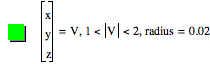 vector(x,y,z)=V,1<abs(V)<2,radius=0.02