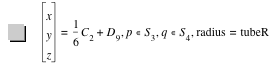 vector(x,y,z)=1/6*C_2+D_9,in(p,S_3),in(q,S_4),'radius'='tubeR'