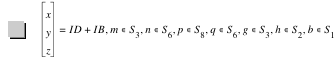 vector(x,y,z)=I*D+I*B,in(m,S_3),in(n,S_6),in(p,S_8),in(q,S_6),in(g,S_3),in(h,S_2),in(b,S_1)