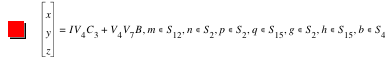 vector(x,y,z)=I*V_4*C_3+V_4*V_7*B,in(m,S_12),in(n,S_2),in(p,S_2),in(q,S_15),in(g,S_2),in(h,S_15),in(b,S_4)