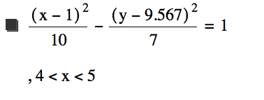 [x-1]^2/10-[y-9.567]^2/7=1,4<x<5