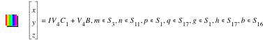 vector(x,y,z)=I*V_4*C_1+V_4*B,in(m,S_3),in(n,S_11),in(p,S_1),in(q,S_17),in(g,S_1),in(h,S_17),in(b,S_16)