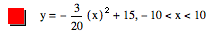 y=-(3/20*[x]^2)+15,-10<x<10