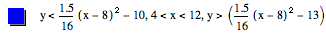 y<1.5/16*[x-8]^2-10,4<x<12,y>[1.5/16*[x-8]^2-13]