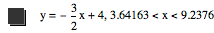 y=-(3/2*x)+4,3.64163<x<9.2376