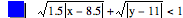 sqrt(1.5*abs(x-8.5))+sqrt(abs(y-11))<1