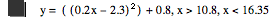 y=[[0.2*x-2.3]^2]+0.8,x>10.8,x<16.35