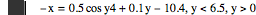 -x=0.5*cos(y*4)+0.1*y-10.4,y<6.5,y>0