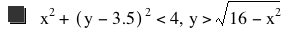 x^2+[y-3.5]^2<4,y>sqrt(16-x^2)