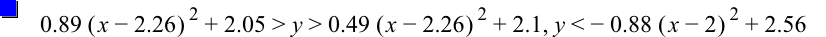 0.89*[x-2.26]^2+2.05>y>0.49*[x-2.26]^2+2.1,y<-(0.88*[x-2]^2)+2.56