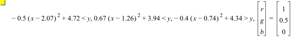 -(0.5*[x-2.07]^2)+4.72<y,0.67*[x-1.26]^2+3.94<y,-(0.4*[x-0.74]^2)+4.34>y,vector(r,g,b)=vector(1,0.5,0)