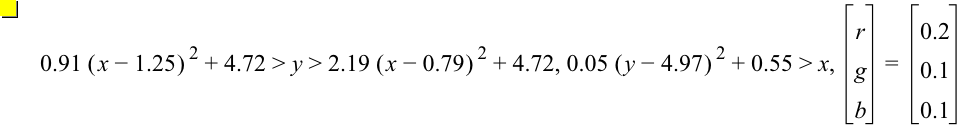 0.91*[x-1.25]^2+4.72>y>2.19*[x-0.79]^2+4.72,0.05*[y-4.97]^2+0.55>x,vector(r,g,b)=vector(0.2,0.1,0.1)