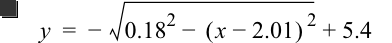 y=-sqrt(0.18^2-[x-2.01]^2)+5.4