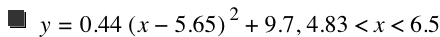 y=0.44*[x-5.65]^2+9.699999999999999,4.83<x<6.5