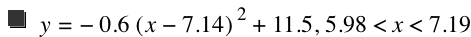 y=-(0.6*[x-7.14]^2)+11.5,5.98<x<7.19