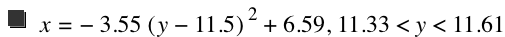 x=-(3.55*[y-11.5]^2)+6.59,11.33<y<11.61