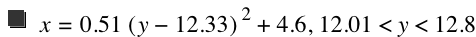 x=0.51*[y-12.33]^2+4.6,12.01<y<12.8