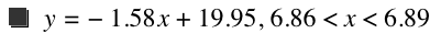 y=-(1.58*x)+19.95,6.86<x<6.89