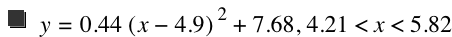 y=0.44*[x-4.9]^2+7.68,4.21<x<5.82