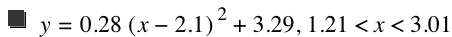 y=0.28*[x-2.1]^2+3.29,1.21<x<3.01