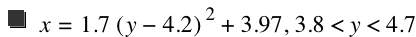 x=1.7*[y-4.2]^2+3.97,3.8<y<4.7