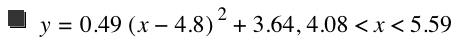 y=0.49*[x-4.8]^2+3.64,4.08<x<5.59