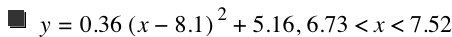 y=0.36*[x-8.1]^2+5.16,6.73<x<7.52