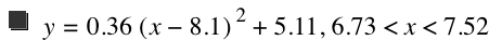 y=0.36*[x-8.1]^2+5.11,6.73<x<7.52