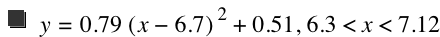 y=0.79*[x-6.7]^2+0.51,6.3<x<7.12