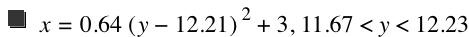 x=0.64*[y-12.21]^2+3,11.67<y<12.23