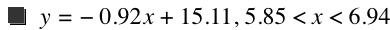 y=-(0.92*x)+15.11,5.85<x<6.94