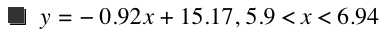 y=-(0.92*x)+15.17,5.9<x<6.94