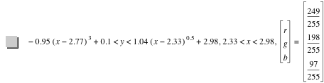 -(0.95*[x-2.77]^3)+0.1<y<1.04*[x-2.33]^0.5+2.98,2.33<x<2.98,vector(r,g,b)=vector(249/255,198/255,97/255)