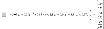 -(5.03*[x+0.78]^(1/3))+7.85<y<2.1*[x-0.9399999999999999]^3+4.81,x<0.37,vector(r,g,b)=vector(249/255,198/255,97/255)