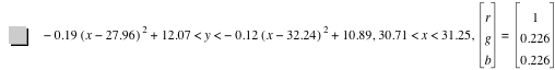 -(0.19*[x-27.96]^2)+12.07<y<-(0.12*[x-32.24]^2)+10.89,30.71<x<31.25,vector(r,g,b)=vector(1,0.226,0.226)