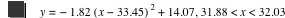 y=-(1.82*[x-33.45]^2)+14.07,31.88<x<32.03