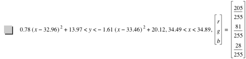 0.78*[x-32.96]^2+13.97<y<-(1.61*[x-33.46]^2)+20.12,34.49<x<34.89,vector(r,g,b)=vector(205/255,81/255,28/255)