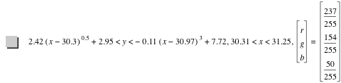2.42*[x-30.3]^0.5+2.95<y<-(0.11*[x-30.97]^3)+7.72,30.31<x<31.25,vector(r,g,b)=vector(237/255,154/255,50/255)