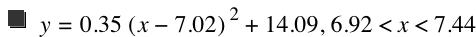 y=0.35*[x-7.02]^2+14.09,6.92<x<7.44