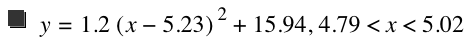 y=1.2*[x-5.23]^2+15.94,4.79<x<5.02