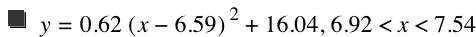 y=0.62*[x-6.59]^2+16.04,6.92<x<7.54