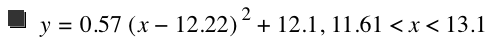 y=0.57*[x-12.22]^2+12.1,11.61<x<13.1