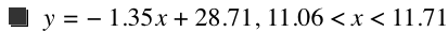 y=-(1.35*x)+28.71,11.06<x<11.71