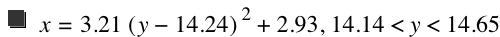 x=3.21*[y-14.24]^2+2.93,14.14<y<14.65