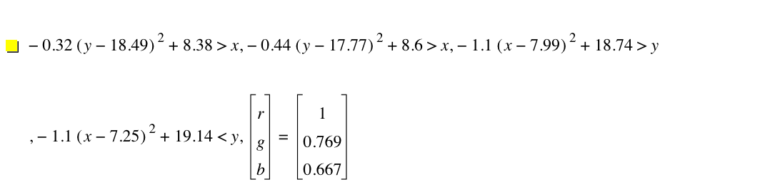 -(0.32*[y-18.49]^2)+8.380000000000001>x,-(0.44*[y-17.77]^2)+8.6>x,-(1.1*[x-7.99]^2)+18.74>y,-(1.1*[x-7.25]^2)+19.14<y,vector(r,g,b)=vector(1,0.769,0.667)