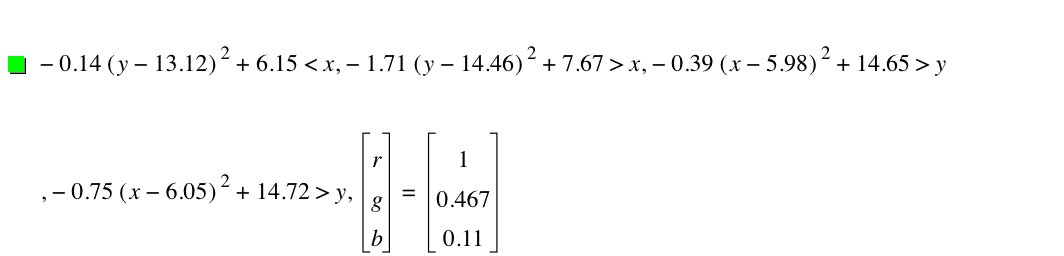 -(0.14*[y-13.12]^2)+6.15<x,-(1.71*[y-14.46]^2)+7.67>x,-(0.39*[x-5.98]^2)+14.65>y,-(0.75*[x-6.05]^2)+14.72>y,vector(r,g,b)=vector(1,0.467,0.11)